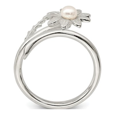 Sterling Silver Freshwater Cultured Pearl Flower Ring – view 2