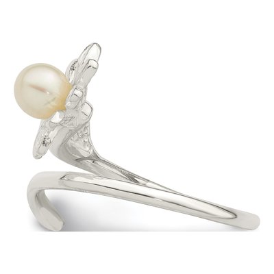 Sterling Silver Freshwater Cultured Pearl Flower Ring – view 3