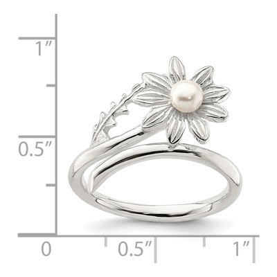 Sterling Silver Freshwater Cultured Pearl Flower Ring – view 4