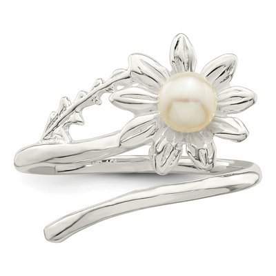 Sterling Silver Freshwater Cultured Pearl Flower Ring – view 5