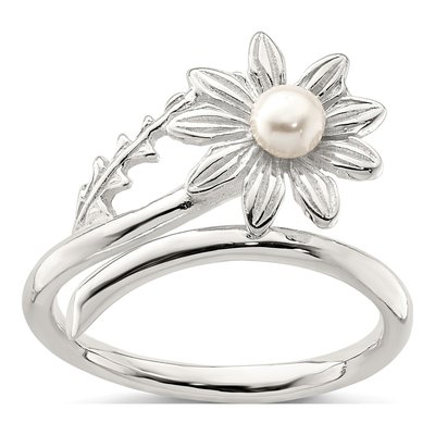 Sterling Silver Freshwater Cultured Pearl Flower Ring