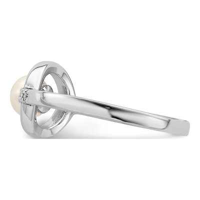 Sterling Silver Freshwater Cultured Pearl & CZ Halo Ring – view 3