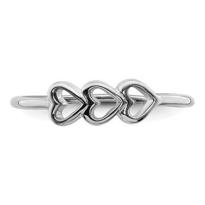 Sterling Silver Hearts Ring – view 5