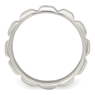 Sterling Silver 4mm Notched Design Band – view 2