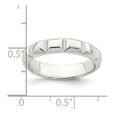 Sterling Silver 4mm Notched Design Band – view 5