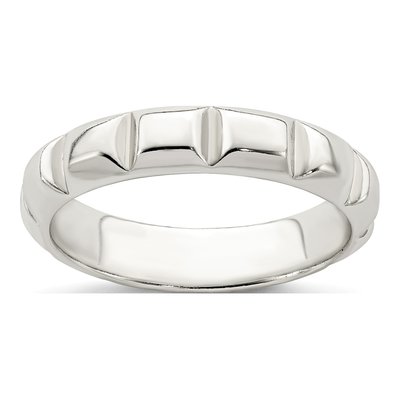 Sterling Silver 4mm Notched Design Band