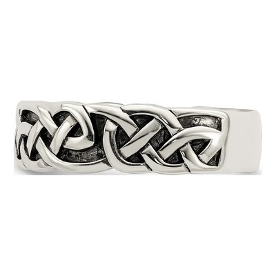 Sterling Silver 5.13mm Antiqued Celtic Knot Band – view 4