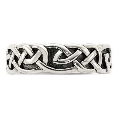 Sterling Silver 5.13mm Antiqued Celtic Knot Band – view 5