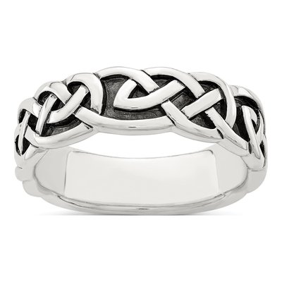Sterling Silver 5.13mm Antiqued Celtic Knot Band