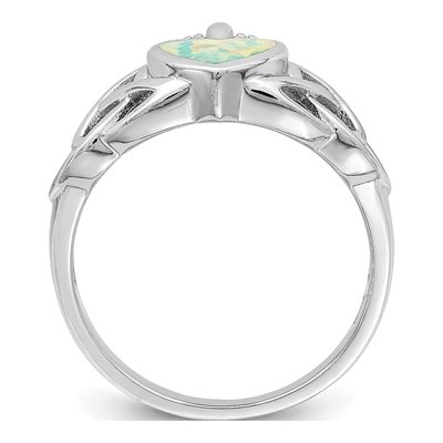 Sterling Silver Lab-Created Opal Celtic Knot Crown Ring – view 3