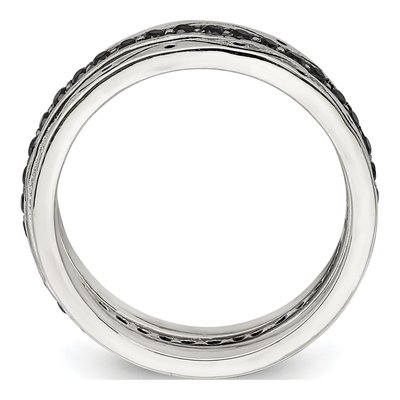 Sterling Silver CZ Three Piece Set Antiqued Ring – view 3