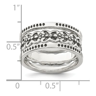 Sterling Silver Three Piece Set Antiqued Ring – view 3