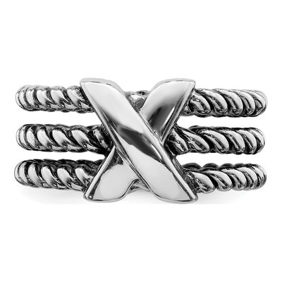Sterling Silver Oxidized Textured Ring – view 6