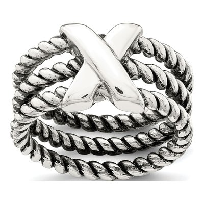 Sterling Silver Oxidized Textured Ring