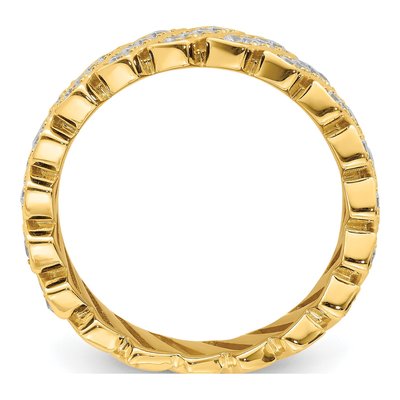Gold-Plated Sterling Silver CZ Slanted Ring – view 3