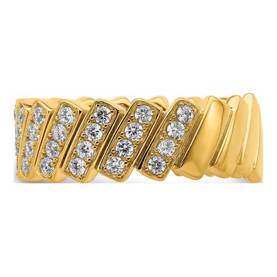 Gold-Plated Sterling Silver CZ Slanted Ring – view 4