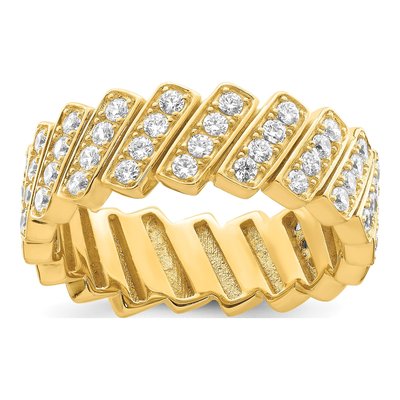 Gold-Plated Sterling Silver CZ Slanted Ring