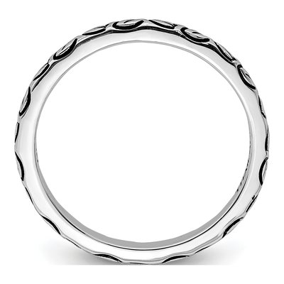 Sterling Silver 1.6mm Antiqued Leaf Band – view 3