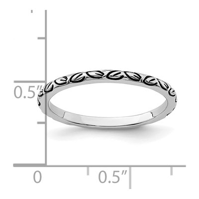 Sterling Silver 1.6mm Antiqued Leaf Band – view 5