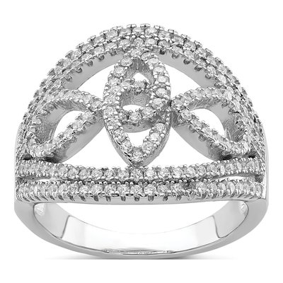 Sterling Silver CZ Micro Pave Fancy Ring