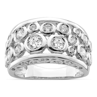 Sterling Silver CZ Bezel-Set Fashion Ring