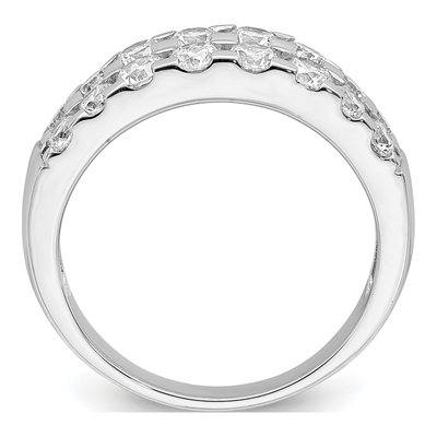 Sterling Silver CZ 2-Row Ring – view 3