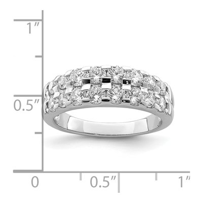Sterling Silver CZ 2-Row Ring – view 4
