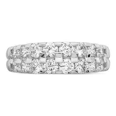 Sterling Silver CZ 2-Row Ring – view 6