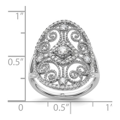 Sterling Silver CZ Filigree Oval Ring – view 4
