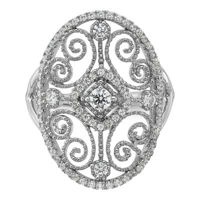 Sterling Silver CZ Filigree Oval Ring – view 6