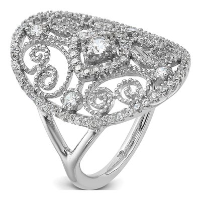 Sterling Silver CZ Filigree Oval Ring – view 8