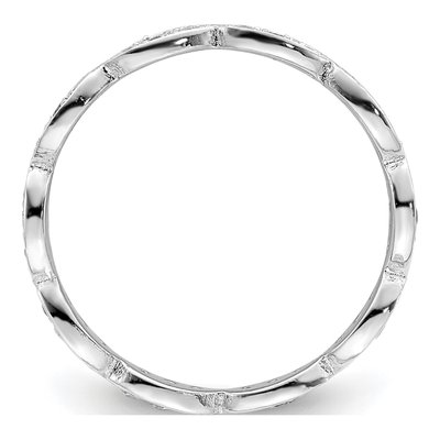 Sterling Silver CZ Scalloped Eternity Band – view 3