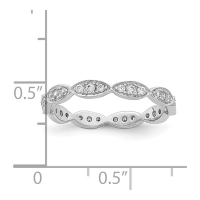 Sterling Silver CZ Scalloped Eternity Band – view 4
