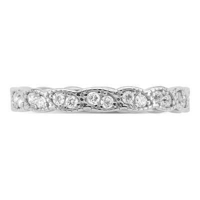 Sterling Silver CZ Scalloped Eternity Band – view 5