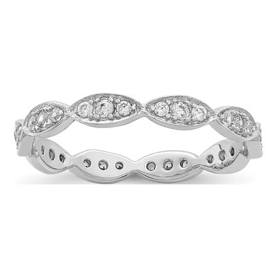 Sterling Silver CZ Scalloped Eternity Band