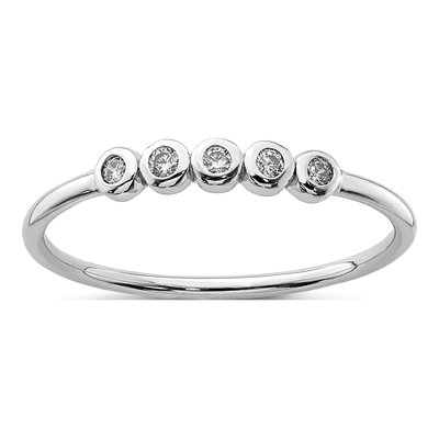 Sterling Silver CZ 5-Stone Bezel Ring