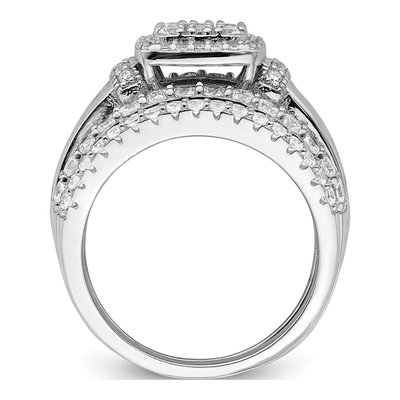 Sterling Silver CZ Square Cut 3-Piece Ring Set – view 3