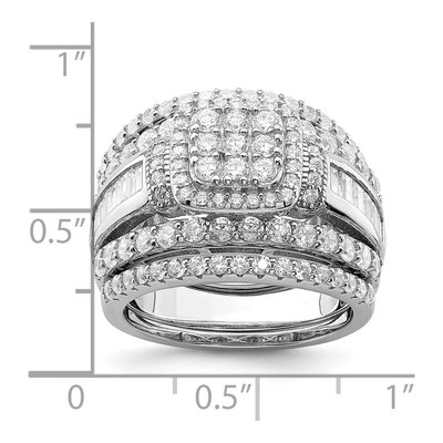 Sterling Silver CZ Square Cut 3-Piece Ring Set – view 4