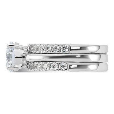 Sterling Silver CZ Solitaire & Band Ring Set – view 4
