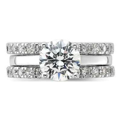 Sterling Silver CZ Solitaire & Band Ring Set – view 6