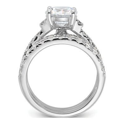 Sterling Silver CZ Ring & Band Set – view 3
