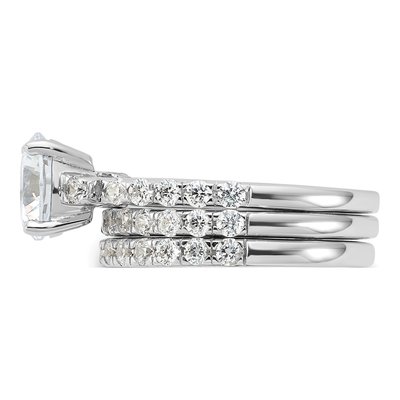 Sterling Silver CZ Ring & Band Set – view 4