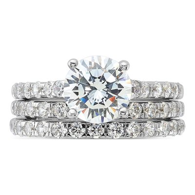 Sterling Silver CZ Ring & Band Set – view 6