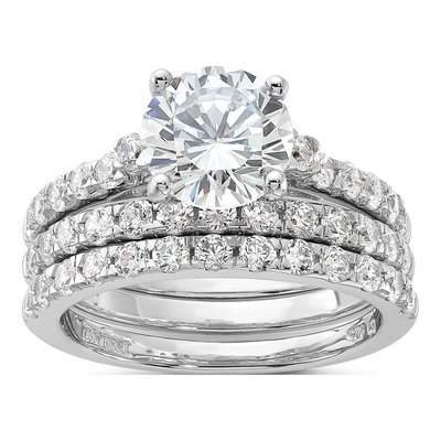 Sterling Silver CZ Ring & Band Set