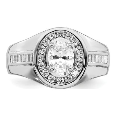 Sterling Silver CZ Oval Halo Ring – view 4