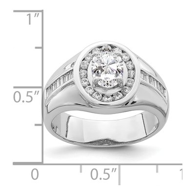 Sterling Silver CZ Oval Halo Ring – view 5