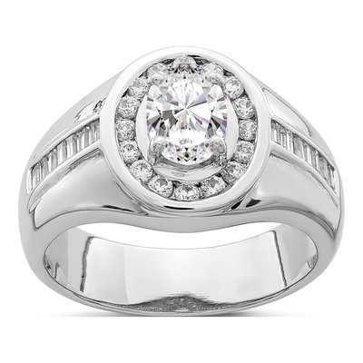 Sterling Silver CZ Oval Halo Ring
