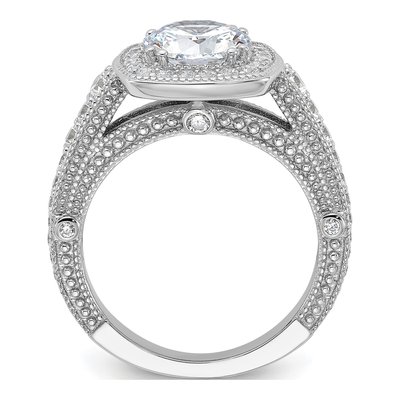 Sterling Silver CZ Halo Engagement Ring – view 3