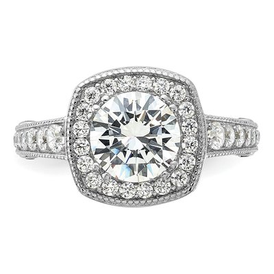 Sterling Silver CZ Halo Engagement Ring – view 5