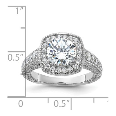 Sterling Silver CZ Halo Engagement Ring – view 6